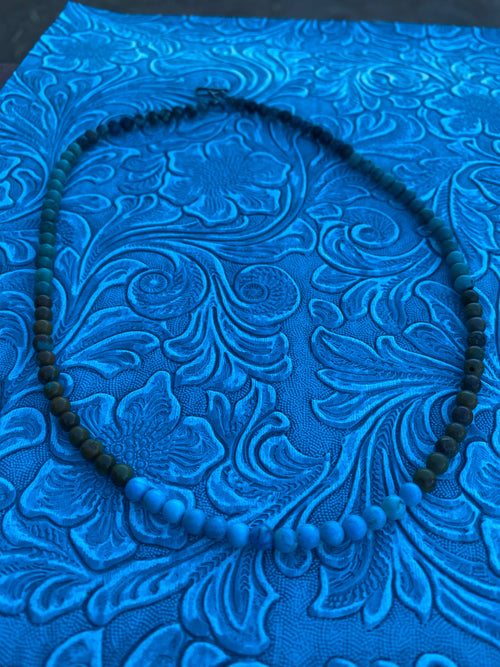 Handcrafted Multi Turquoise & Sterling Silver Beaded 16 Inch Necklace