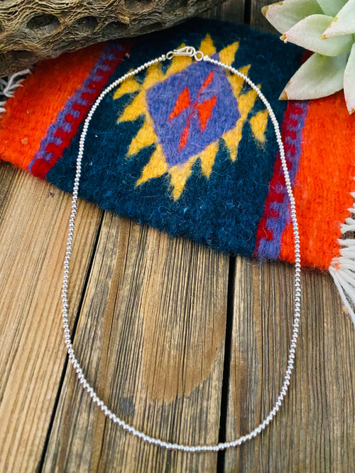 Navajo 2mm Sterling Silver Pearl Beaded 16” Necklace