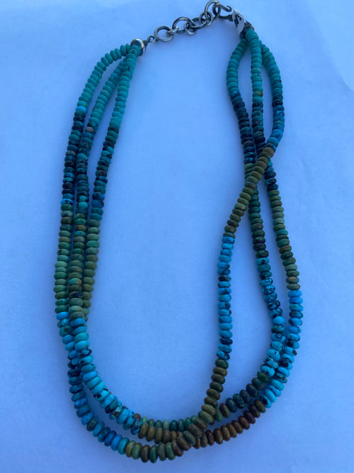 Handcrafted 3 Strand Kingman Turquoise 16-18 inches