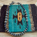 Handmade Sterling Silver & Lapis Beaded Necklace 16”