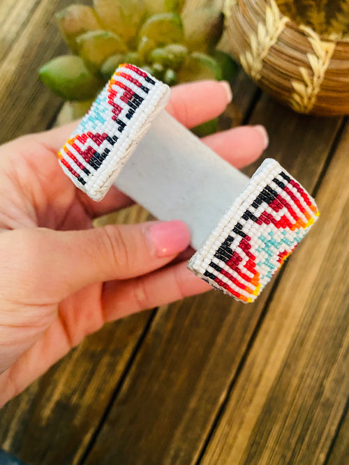 Handcrafted Made Beaded Leather Bracelet