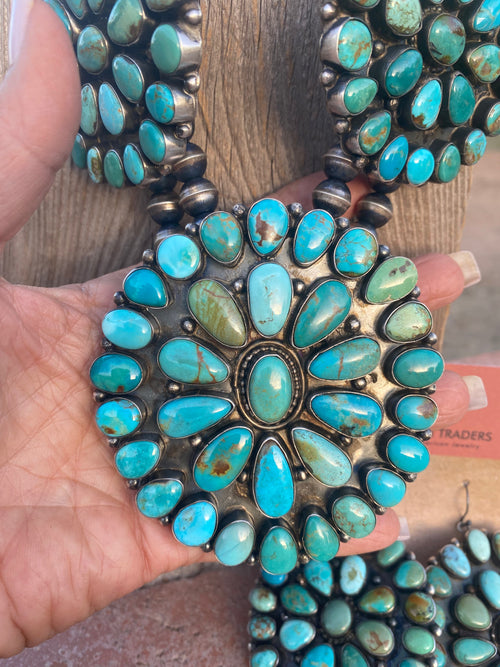 Handcrafted Ella Peters Royston Turquoise Statement Necklace Set