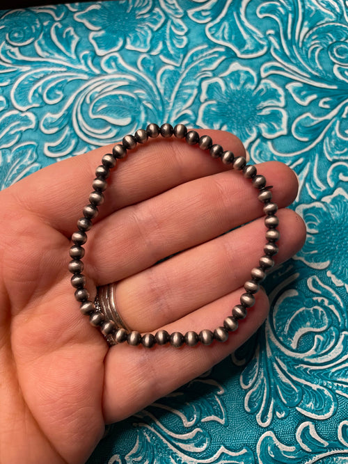 Handcrafted Sterling Silver 4mm Beaded Bracelet