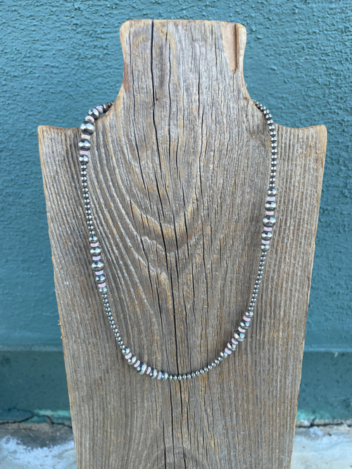 Handcrafted Pink Conch & Sterling Silver Beaded Necklace 18”