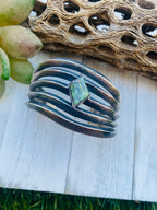 Handcrafted Vintage Turquoise & Sterling Silver Cuff Bracelet signed