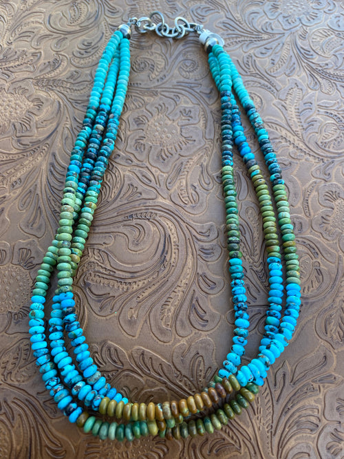 Handcrafted 3 Strand Kingman Turquoise 16-18 inches
