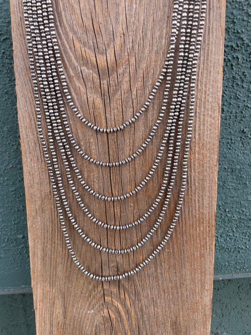 Handcrafted Sterling Silver Beaded Round Ball Disk Necklace 3mm