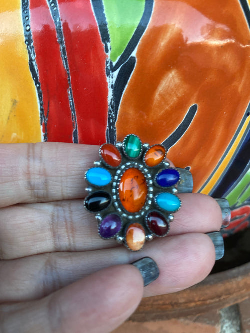 Handcrafted Vintage Multi Stone pin pendant