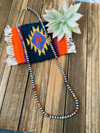 Handcrafted Multi Stone & Sterling Silver Pearl Beaded 30” Necklace