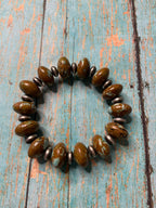 Handcrafted Sterling Silver Stretchy Natural #8 Turquoise Beaded Bracelet