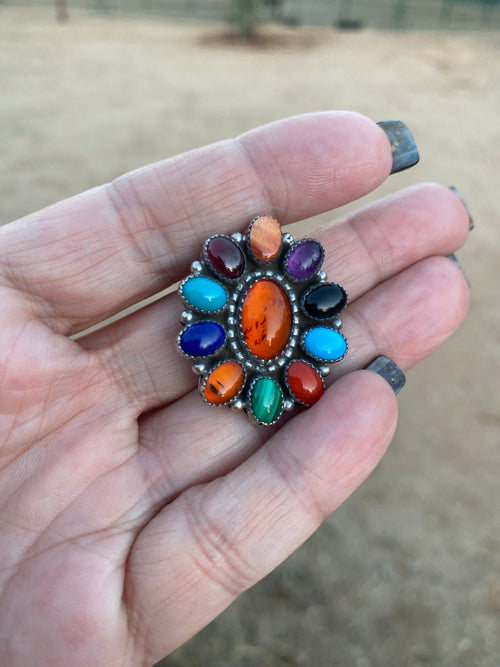 Handcrafted Vintage Multi Stone pin pendant