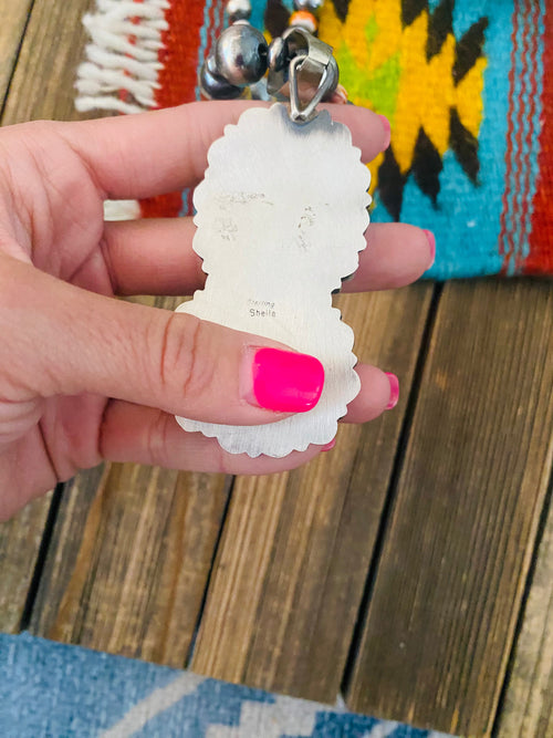 Navajo Sterling Silver, Turquoise & Spiny Oyster Beaded Necklace by Sheila Becenti