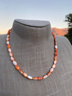 Handcrafted Spiny & Sterling Silver 16 inch Beaded Necklace