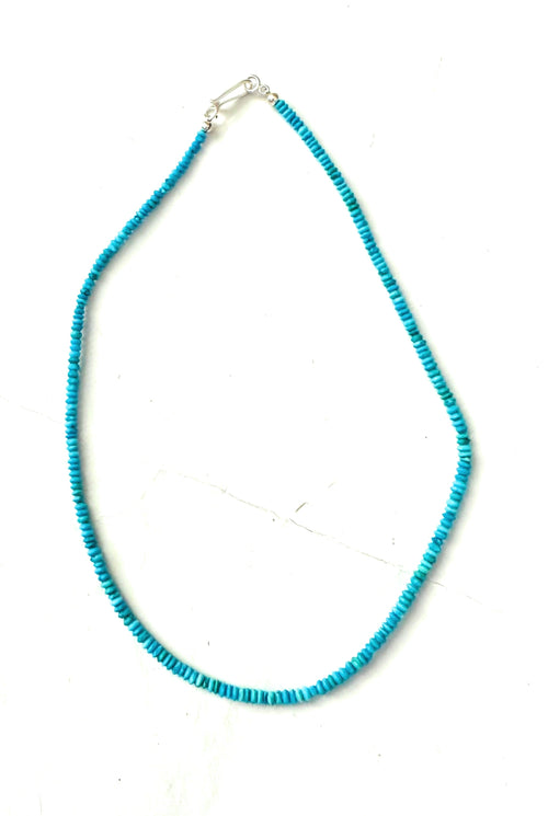 Navajo Turquoise and Sterling Silver Beaded Necklace 14”
