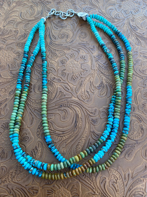 Handcrafted 3 Strand Kingman Turquoise 16-18 inches