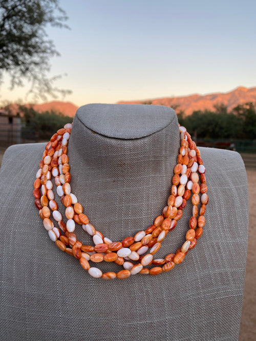 Handcrafted Spiny & Sterling Silver 16 inch Beaded Necklace