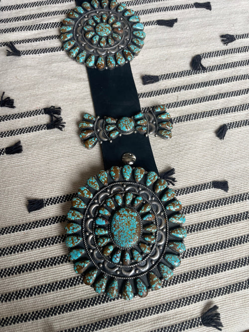 Old Pawn Beautiful Number 8 Turquoise Concho Belt
