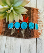Navajo Old Pawn Vintage Kingman Turquoise & Sterling Silver Cuff Bracelet /