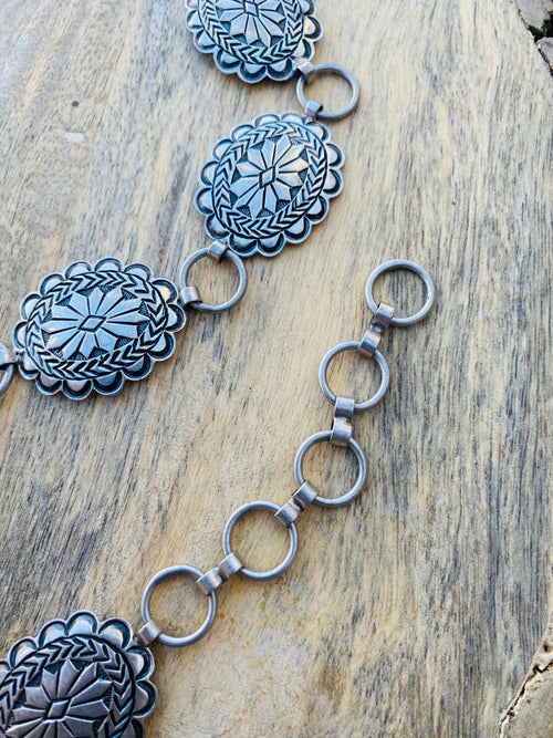 Handcrafted Vintage Sterling Silver Concho Belt