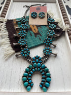 Handcrafted Royston Turquoise & Sterling Squash Blossom Set by Kathleen Chavez