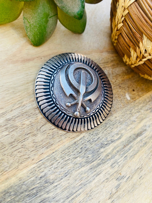 Handcrafted Vintage Hand Stamped Sterling Silver Pin/Pendant