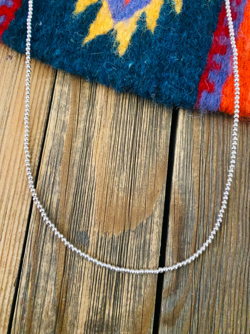 Navajo 2mm Sterling Silver Pearl Beaded 16” Necklace