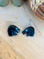 Handcrafted Vintage Jet & Turquoise Fetish Bear Earrings