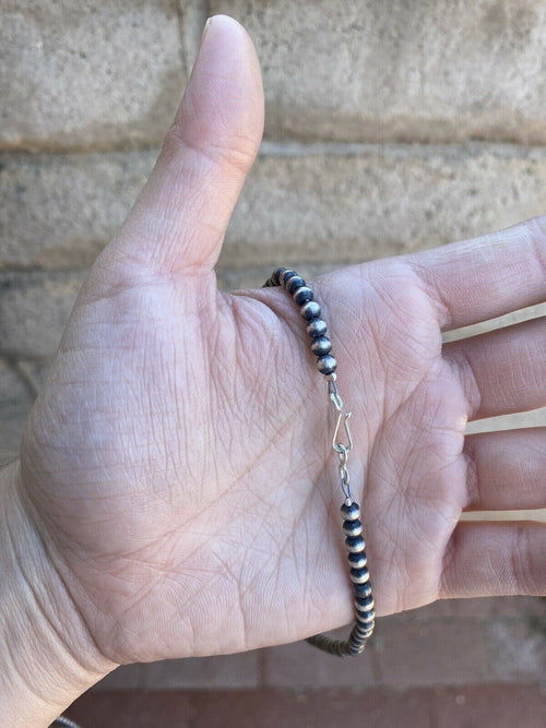 4mm Sterling Silver Pearl Style Beaded Necklace