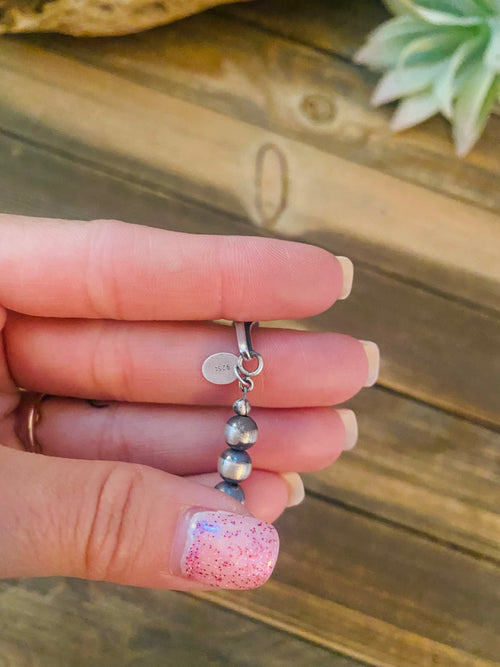 Handcrafted Sterling Silver Pearl & Pink Opal Beaded Necklace 30 inch