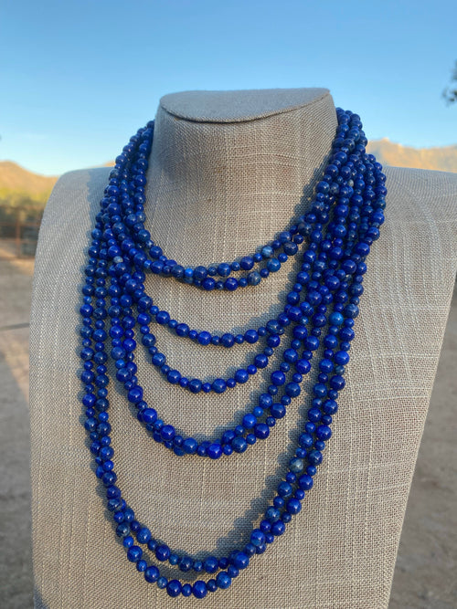 Handcrafted Lapis & Sterling Silver Beaded Necklace