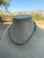 Handcrafted Turquoise & Spiny Spice Sterling Silver Beaded Necklace 14 inch
