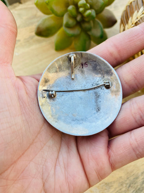 Handcrafted Vintage Hand Stamped Sterling Silver Pin/Pendant