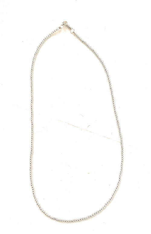 Navajo 2mm Sterling Silver Pearl Beaded 16” Necklace