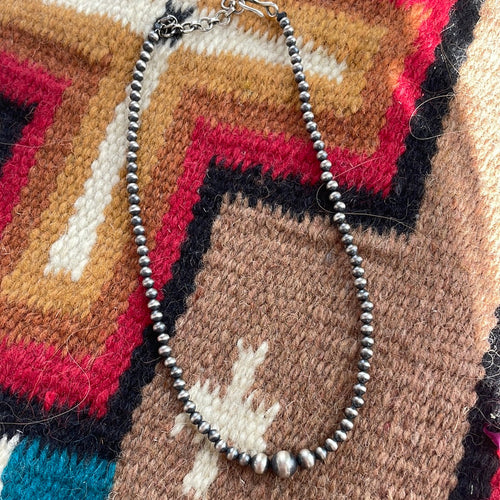 Handmade Beaded Sterling Silver 4-8mm Beaded Necklace 14”