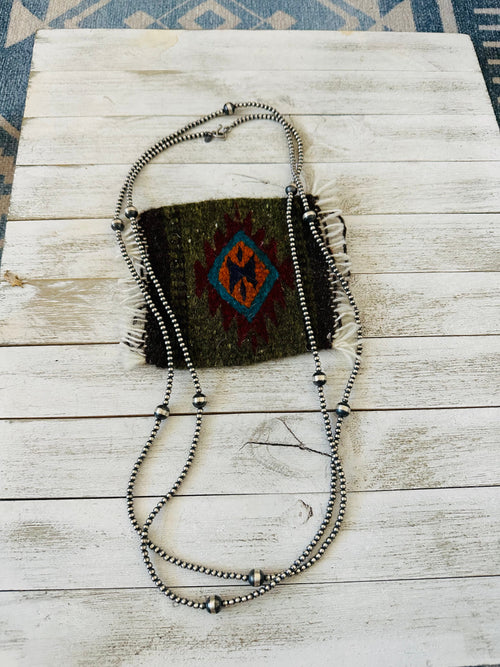 Navajo Sterling Silver Pearl Beaded Necklace 72 inch