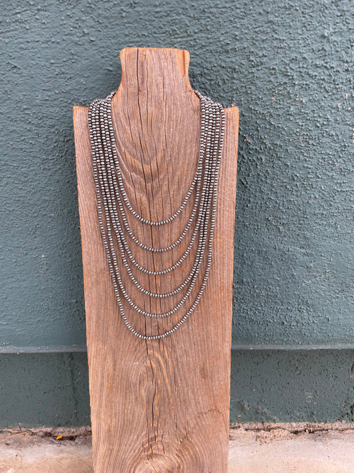 Handcrafted Sterling Silver Beaded Round Ball Disk Necklace 3mm