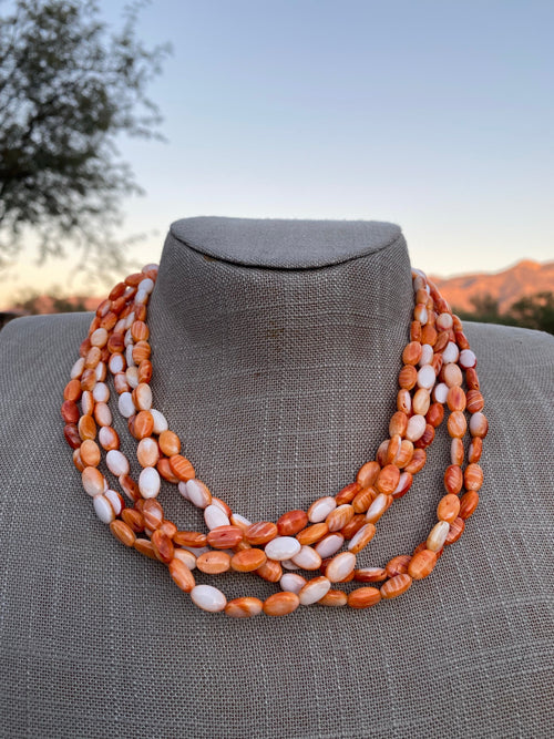 Handcrafted Spiny & Sterling Silver 16 inch Beaded Necklace