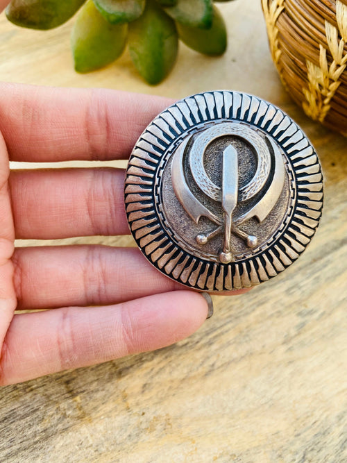Handcrafted Vintage Hand Stamped Sterling Silver Pin/Pendant