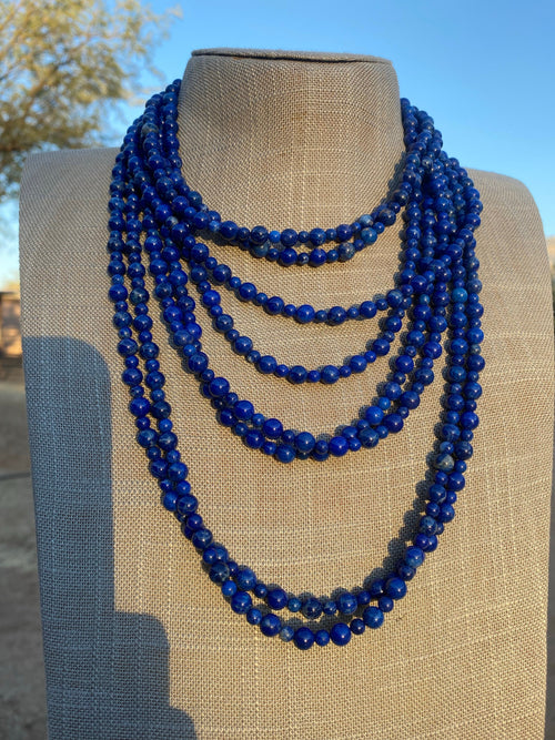 Handcrafted Lapis & Sterling Silver Beaded Necklace