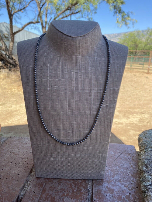 4mm Sterling Silver Pearl Style Beaded Necklace