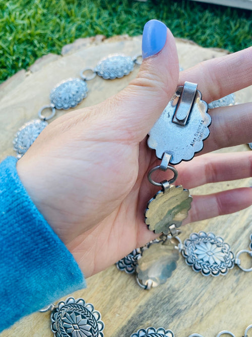 Handcrafted Vintage Sterling Silver Concho Belt