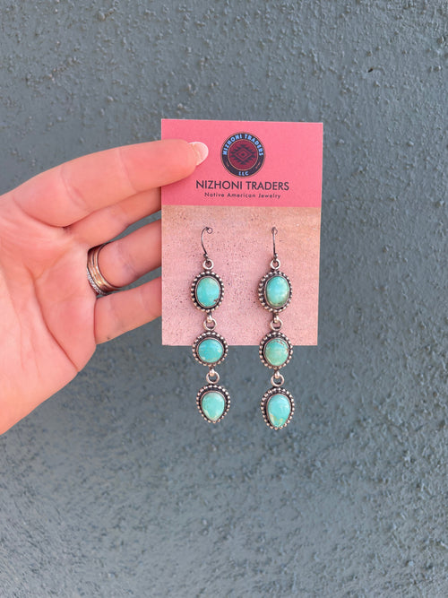 “The Rainstorm” Beautiful Handcrafted Sterling Silver Turquoise Necklace & Earring Set