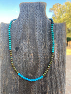 Handcrafted Multi Turquoise & Sterling Silver Beaded 16 Inch Necklace