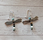 Turquoise & Sterling Silver Multistone Beaded Bird Earrings On Hook