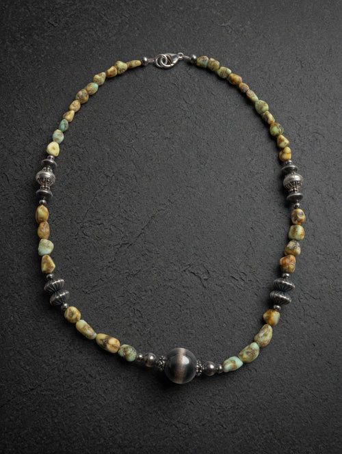 Palomino Turquoise Hand Strung Sterling Silver Beaded Necklace