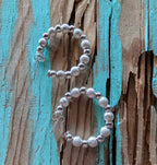 Sterling Silver Alternating Stardust & Liso Beaded Hoop Earrings