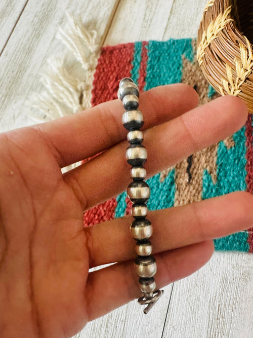 Navajo Sterling Silver Pearl Beaded Bracelet