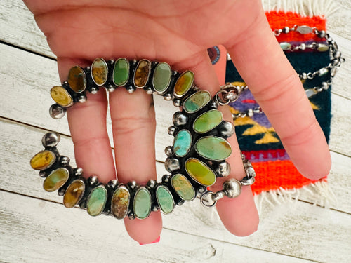 Handcrafted Sterling Silver & Royston Turquoise Naja Necklace Set Signed