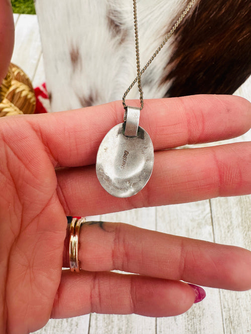 Old Pawn Handcrafted Sterling Silver and Turquoise Necklace