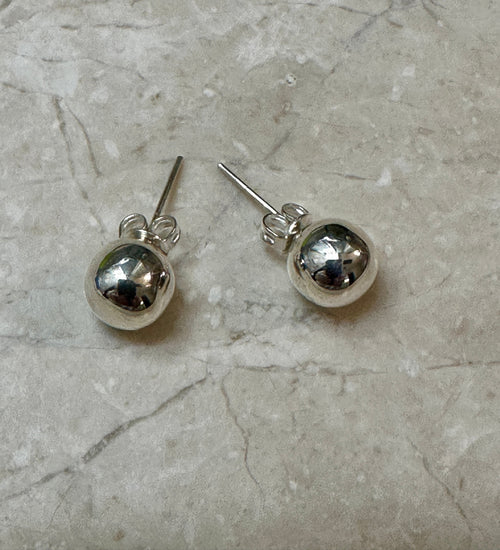 8mm Silver Bead Stud Earrings